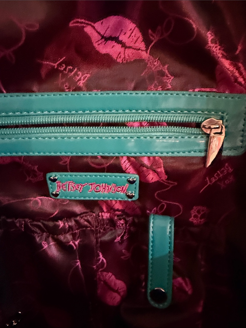 Betsey Johnson Teal and Purple Sequin Tassel Tote - Picture 4 of 5